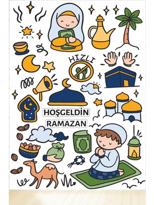 Kanvassepetinet Kendinden Yapışkanlı Özel Kesimli Ramazan Sticker Cam Duvar Sticker Ramazan Süsleri