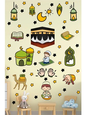 Kanvassepetinet Ramazan Sticker Seti Ramazan Süsü Yapışkanlı Özel Kesimli Duvar Sticker Hoşgeldin Ramazan