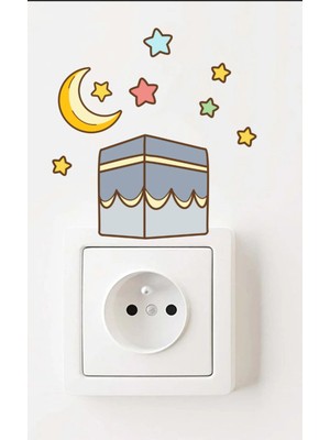 Kanvassepetinet Priz Ramazan Kabe ve Renkli Yıldızlar Dekoratif Priz Süsleme Duvar Sticker