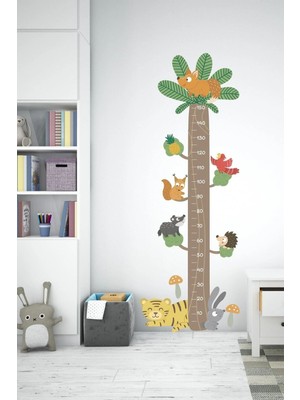 Kanvassepetinet Orman Canlıları Boy Ölçer Duvar Sticker