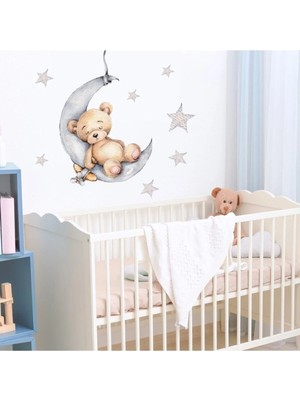 Kanvassepetinet Sevimli Uykucu Ayıcık Duvar Sticker Seti