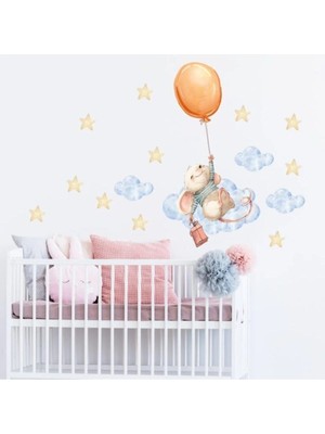 Kanvassepetinet Balonlu Minik Fare Duvar Sticker Seti
