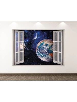 Kanvassepetinet Gezegenler Full Hd Baskı 3D Pencere Modern Duvar Sticker