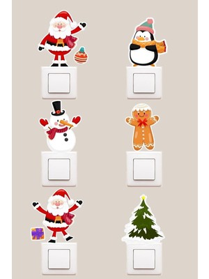 Kanvassepetinet Lı Yılbaşı Yeni Yıl Noel Baba Temalı Dekoratif Priz Sticker Model