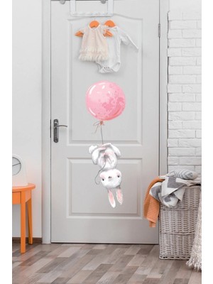 Kanvassepetinet Pembe Tavşan Kapı Dolap Duvar Sticker Seti