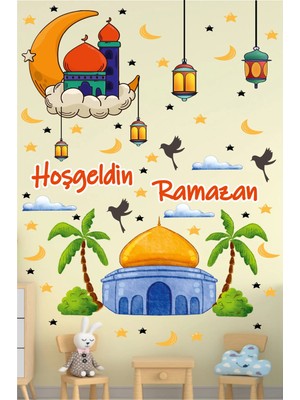 Kanvassepetinet Ramazan Sticker Çocuk Odası Ramazan Süsü Hoşgeldin Ramazan Sticker Seti Yapışkanlı