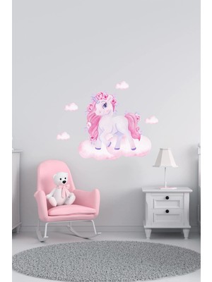 Kanvassepetinet Sevimli Pembe Unicorn Duvar Sticker Seti