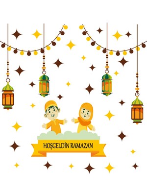 Kanvassepetinet Ramazan Sticker Cam Duvar Dekorasyon Sticker Seti Ramazan Süsleri