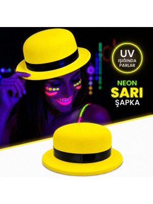 Hace Bazaar Mey Ithalat® Neon Sarı Uv Parti Şapkası Plastik