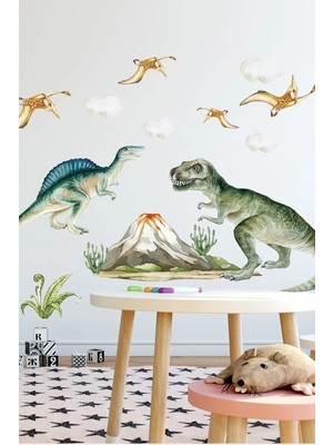 Kanvassepetinet Muhteşem Dinozorlar Vahşi Yaşam Çocuk Odası Duvar Sticker  Duvar Dekorasyon