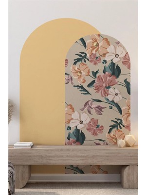 Kanvassepetinet Kendiliğinden Yapışkanlı Kumaş Kanvas Dokulu Duvar Kağıdı Çiçek Desen Çift Bohem Oval Duvar Sticker