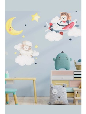 Kanvassepetinet Bebek Hayvanlar ve Aydede Duvar Sticker Seti