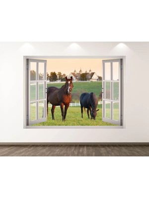 Kanvassepetinet Mustag Vahşi Atlar Full Hd Baskı 3D Pencere Modern Duvar Sticker