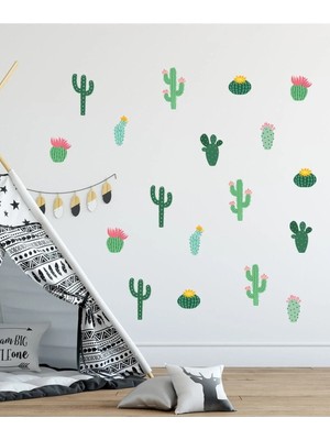 Kanvassepetinet Mini Kaktüsler Duvar Sticker Seti