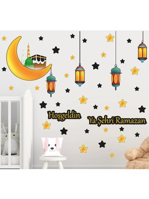Kanvassepetinet Ramazan Temalı Sticker Ramazan Ayı Cam Duvar Süsleri Dini Sticker