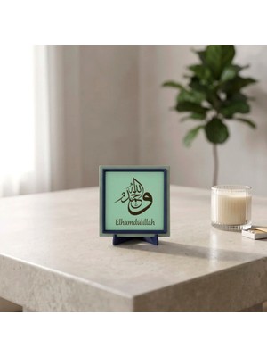 Miawiki Elhamdülillah Tasarımlı Estetik Masa Aksesuarı, Yaşam Alanlarına Huzur Katan Modern Süs 10X10 cm
