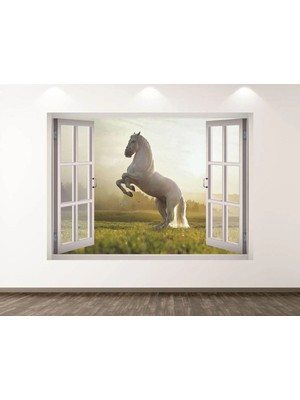 Kanvassepetinet Mustag Vahşi Atlar Full Hd Baskı 3D Pencere Modern Duvar Sticker