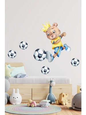 Kanvassepetinet Futbolcu Ayıcık Duvar Sticker Seti
