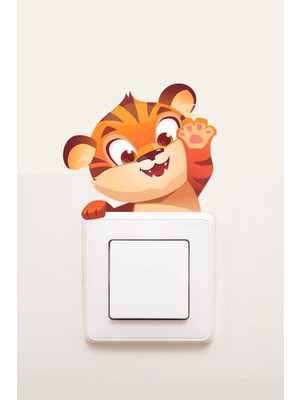 Kanvassepetinet Priz  Minik Kaplan Çocuk Odası Dekoratif Priz Sticker