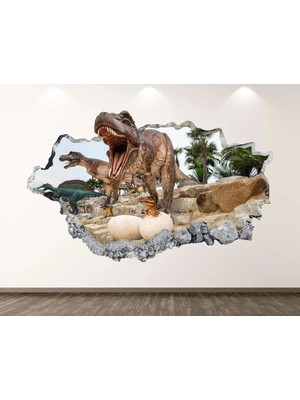 Kanvassepetinet Vahşi Dinozorlar Full Hd Baskı 3D Modern Duvar Sticker