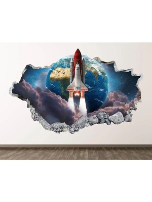 Kanvassepetinet Uzay Araçları Full Hd Baskı 3D Modern Duvar Sticker
