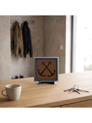 Miawiki Çapraz Çapa Motifli Minimalist Dekoratif Obje, Ev ve Ofis Için Modern Masaüstü Aksesuarı 10X10 cm