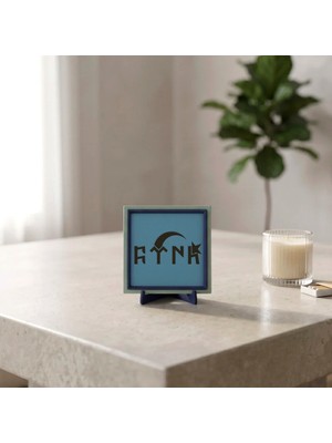 Miawiki Hilal ve Göktürkçe Türk Temalı Dekoratif Masaüstü Objesi, Modern ve Anlamlı Ev Dekoru 10X10 cm