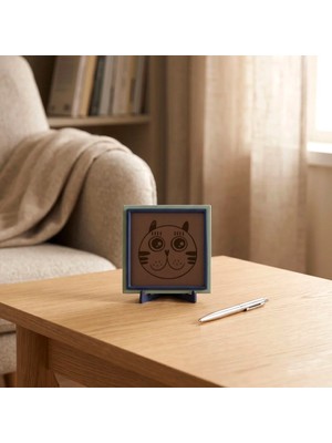 Miawiki Şaşkın Kedi Yüzü Figürlü Modern Dekoratif Obje, Ev ve Ofis Dekorasyonu Için Eğlenceli Masaüstü Aksesuarı 10X10 cm