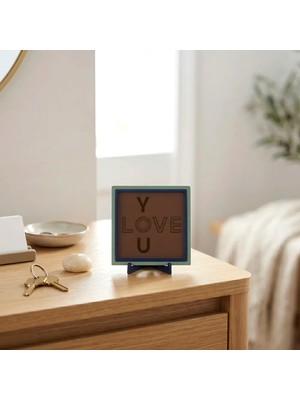 Miawiki Love You Yazılı Modern Dekoratif Obje, Ev ve Ofis Dekorasyonu Için Romantik Masaüstü Aksesuarı 10X10 cm