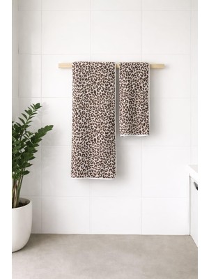 Leopar Desen Havlu Seti Hamam Seti 50X90 ve 70X140 cm Banyo Havlusu Çeyizlik, 2lı-Hamatakımı-Leopar