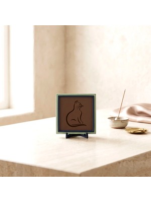 Miawiki Minimalist Kedi Silüetli Dekoratif Obje, Modern Ev ve Ofis Dekorasyonu Için Zarif Masaüstü Aksesuarı 10X10 cm