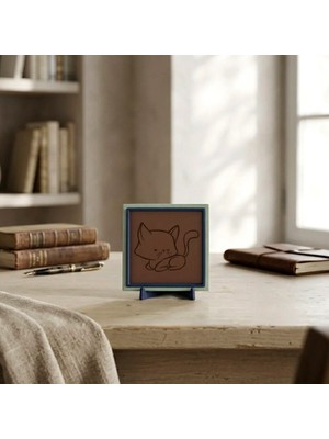 Miawiki Kıvrılan Kedi Figürlü Modern Dekoratif Obje, Ev ve Ofis Dekorasyonu Için Estetik Masaüstü Aksesuarı 10X10 cm