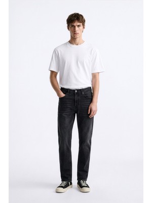 Markapia Erkek Slim Fit Düz Kesim Dar Paça Antrasit Jean Pantolon