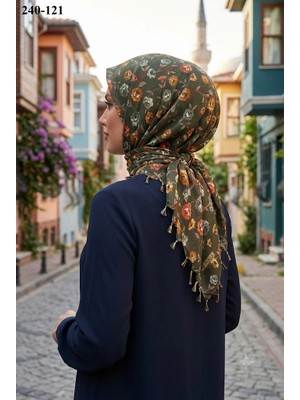 Dolce Life Desenli Sökme Boncuklu Eşarp 240-121