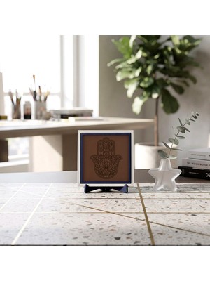 Miawiki Hamsa Simgeli Modern Masaüstü Objesi, Ev ve Ofisiniz Için Şık ve Anlamlı Dekor 10X10 cm