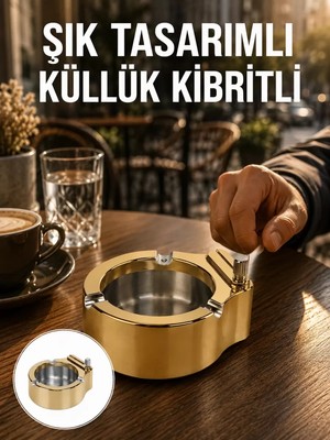 Çakmak Entegreli Küllük Yeniden Doldurulabilir Metal Gövde Yeni Nesil Midastech