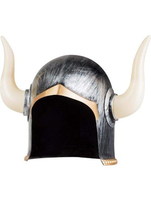 Toptan Bulurum Mega Boynuzlu Viking Ivar Kaskı Eskitilmiş Desen Gümüş Renk