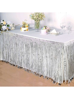 Toptan Bulurum Gümüş Metalize Masa Eteği 275X75 cm – Kendinden Yapışkanlı
