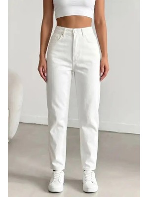 Herton Kadın Yüksel Bel Mom Jean  Pantolon %100 Cotton Esneme Yok