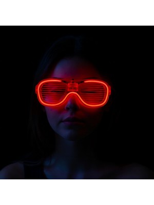 Toptan Bulurum Kırmızı LED Işıklı Parti Gözlüğü  Neon Glow Şerit Gözlük 3 Modlu