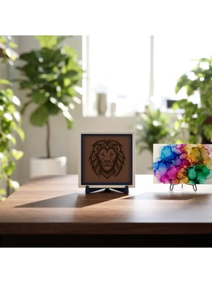 Miawiki Aslan Figürlü Modern Dekoratif Obje, Güçlü Duruşu Yansıtan Ev ve Ofis Masaüstü Aksesuarı 10X10 cm