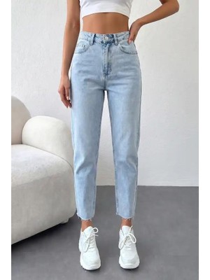 Herton Kadın Yüksel Bel Mom Jean  Pantolon %100 Cotton Esneme Yok