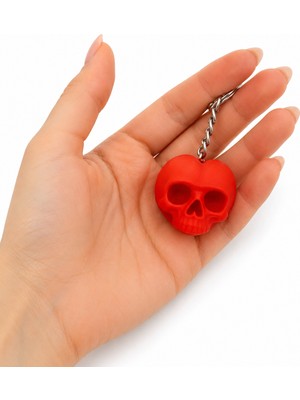Yapı3D Dekoratif Kalp Kuru Kafa Anahtarlık Kırmızı Sert Plastik Çanta Süsü Araba Anahtarı Aksesuar