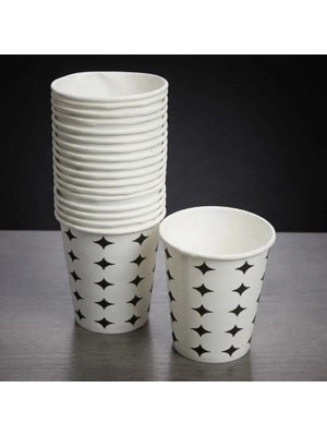 Cansa Siyah Yıldız Desenli Karton Bardak - 7 Oz - 50'li Paket