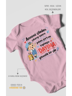 Morivo Kids Anneye ve Dayıya Özel Kısa Kollu Bebek Body %100 Pamuk