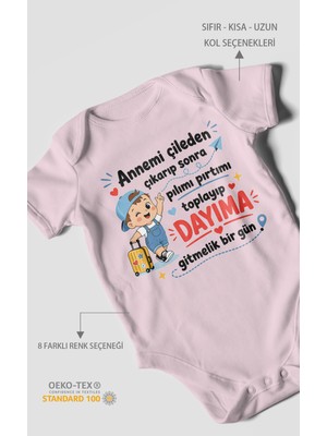 Morivo Kids Anneye ve Dayıya Özel Kısa Kollu Bebek Body %100 Pamuk