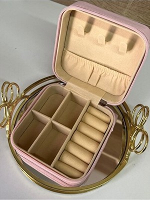 Nomikase Toz Pembe Mini Takı Kutusu, Şık ve Kompakt