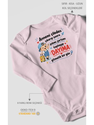 Morivo Kids Anneye ve Dayıya Özel Uzun Kollu Bebek Body %100 Pamuk