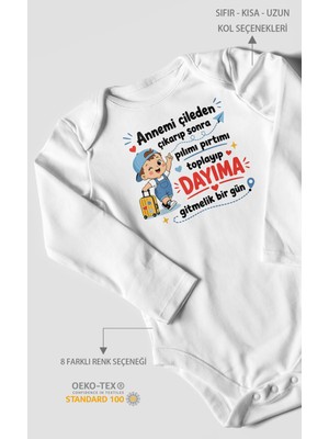 Morivo Kids Anneye ve Dayıya Özel Uzun Kollu Bebek Body %100 Pamuk