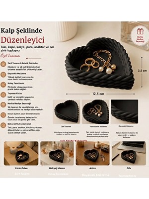 Nomikase Kalp Şeklinde Çok Fonksiyonlu Takı ve Makyaj Organizeri, Dekoratif ve Kulla